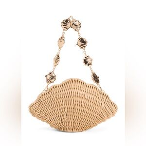 Tommy Bahama Wicker Seashell Purse with Gold Handle Coastal Beach Bag